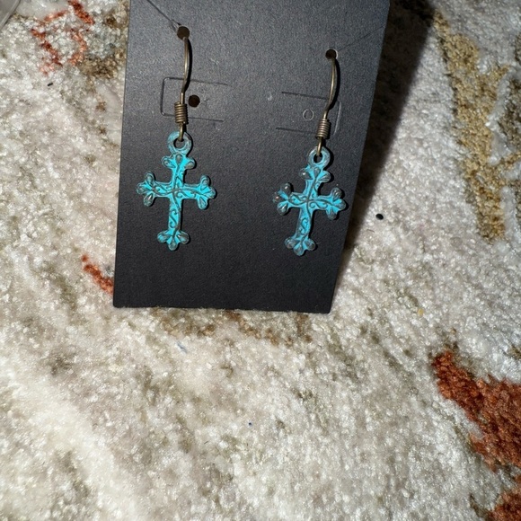 Turquoise Cross Earrings - Picture 5 of 5